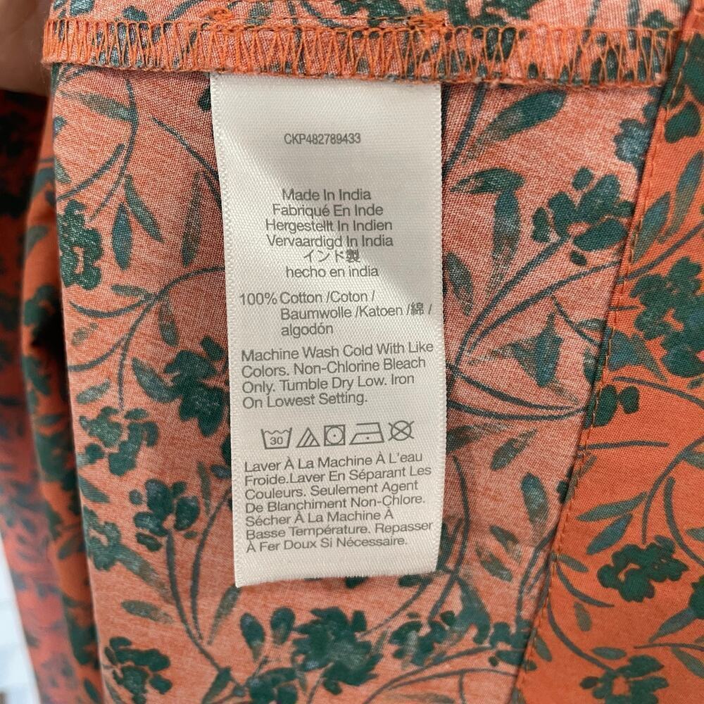 NWT Madewell Orange Floral Sleeveless Stephanie Midi Cotton Dress Size 4 - Picture 12 of 12